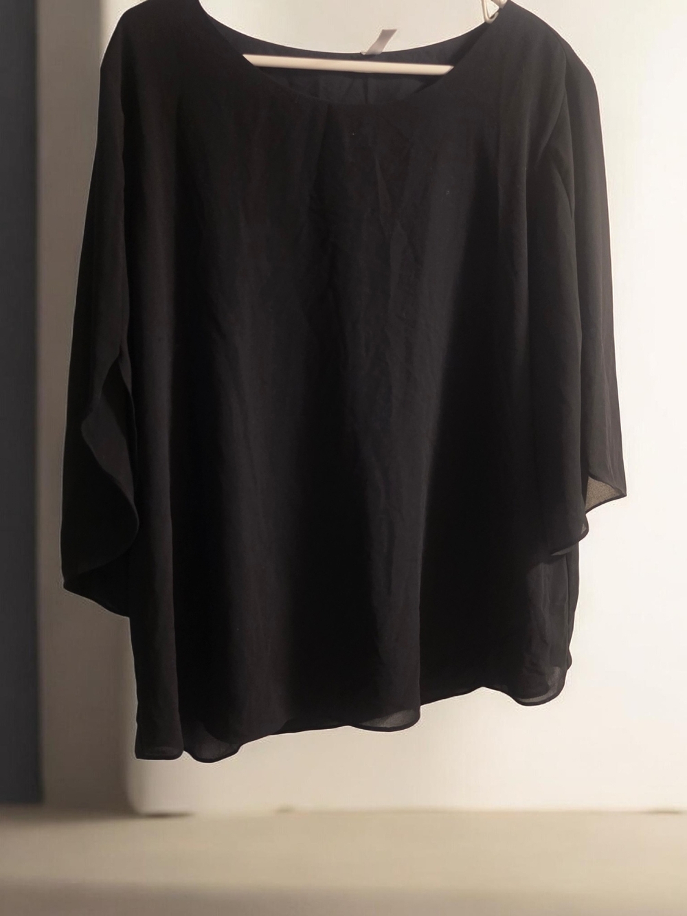 Neineiwu Flowy Black Chaffon Sheer Blouse With Under Slip 2XL - Picture 2 of 12